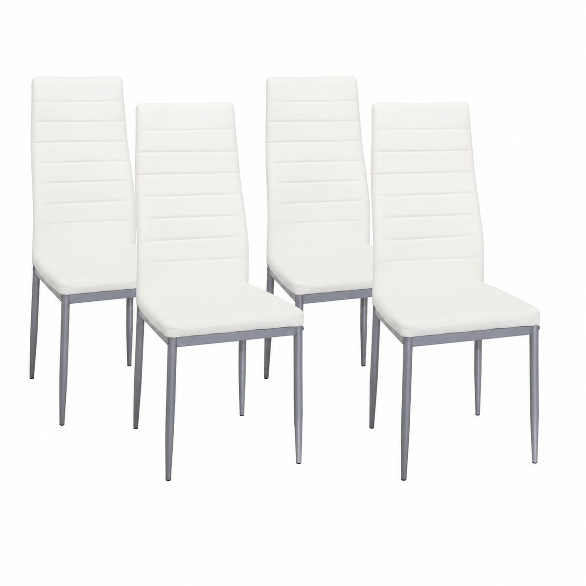 Leather Upholstered Dining Chairs, Metal Leg Kitchen Side Chairs with Thick Cushions, Set 1/2/4