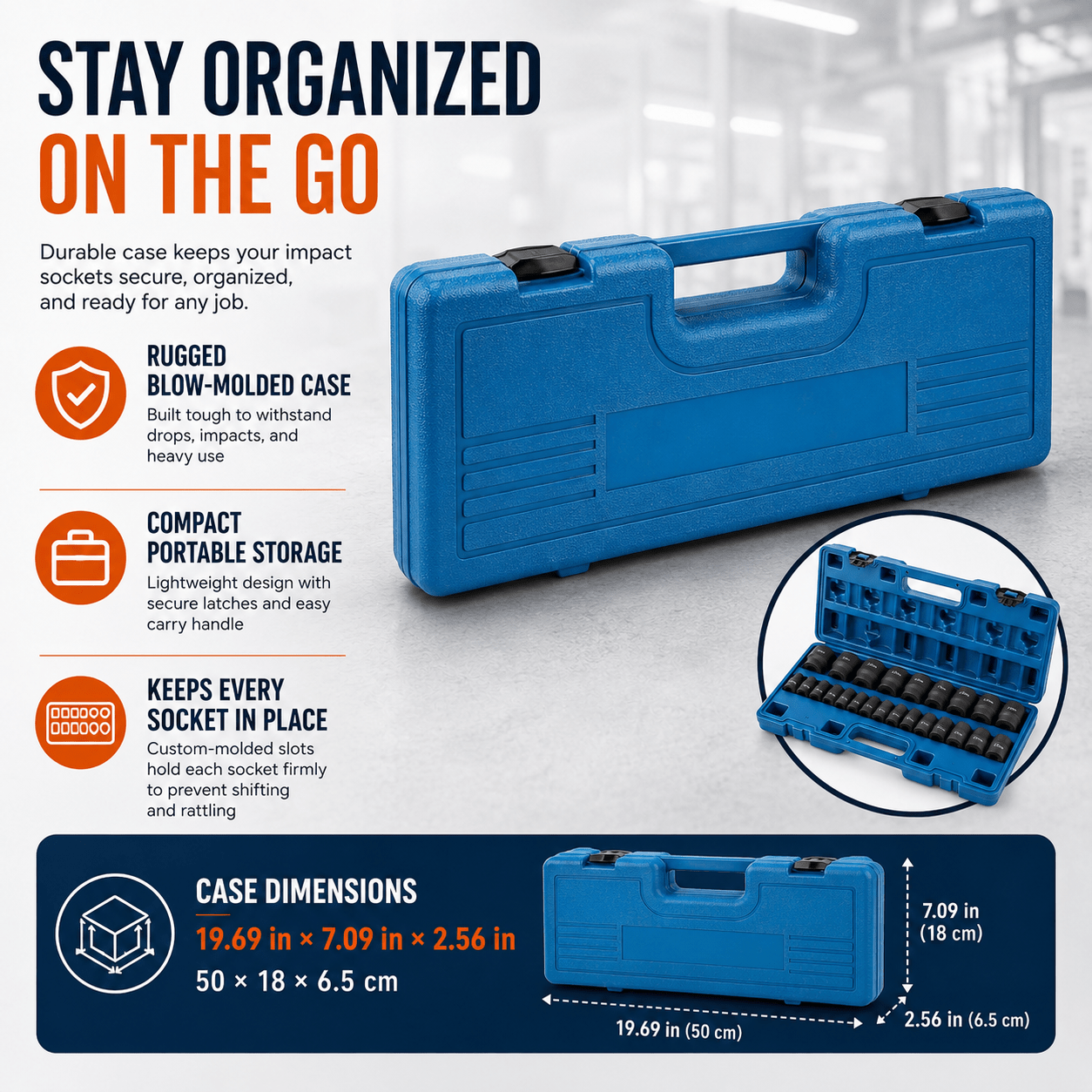 35-Piece 1/2" Drive Metric Impact Socket Set, 8–32 mm Cr-Mo Steel Sockets, 38 mm Shallow & 78 mm Deep Lengths, 6-Point Design, Black Phosphate Finish with 45 x 19 cm Steel Case 跨境标准翻译（标题 + 专业术语拆解 + 上架五点描述） 商品标题（亚马逊 / Shopify 商用译版） 35 件套 1/2 英寸方驱公制冲击
