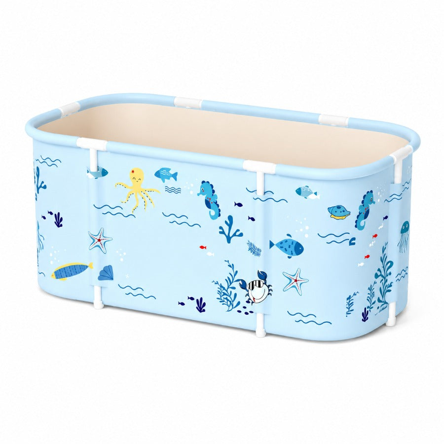 Portable Foldable Soaking Bathtub, Large Collapsible Spa Tub with Panda/Starry/Ocean Print, Space Saving Bathroom Bath Tub