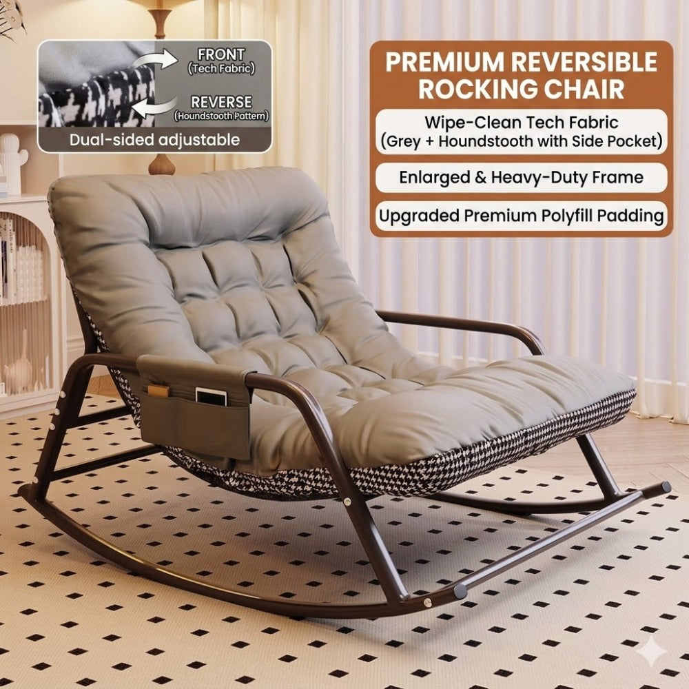Linen Fabric Rocking Recliner Chair, Upholstered Glider Rocker with Armrests, Ergonomic Lounge Chair for Living Room, Bedroom