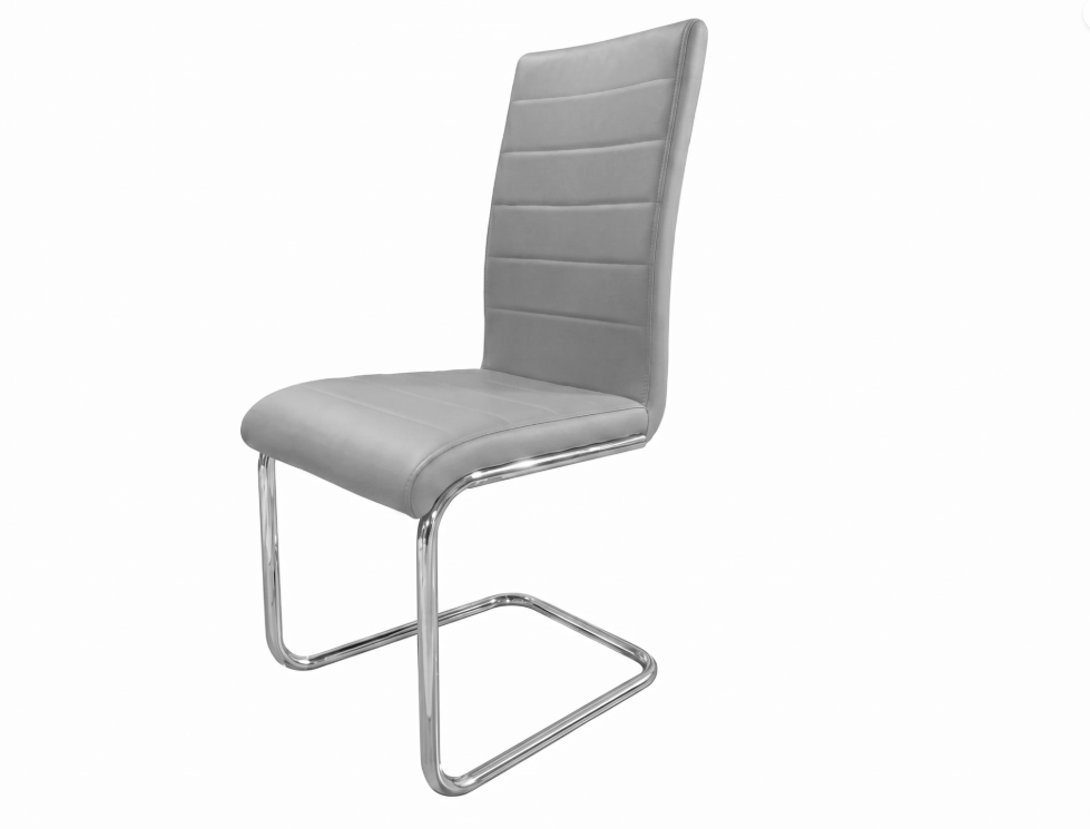 Modern Stitched Upholstered Dining Chairs, Cantilever Stainless Steel Leg Side Chair, Black & Grey Available, Set of 2/4/6/8/10