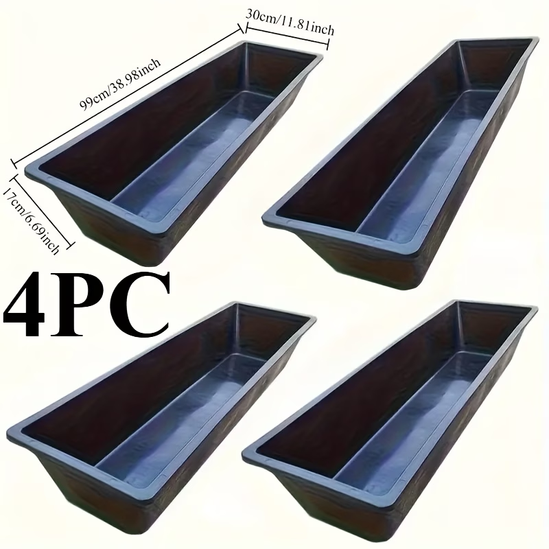 Set of 2, 4-Piece Livestock Feed Troughs, Heavy Duty Animal Feeding Troughs 99 x 30 x 17 cm, Large Capacity Black Feed Containers, Suitable for Horses, Goats, Sheep, Cattle, Poultry, Farms & Stables