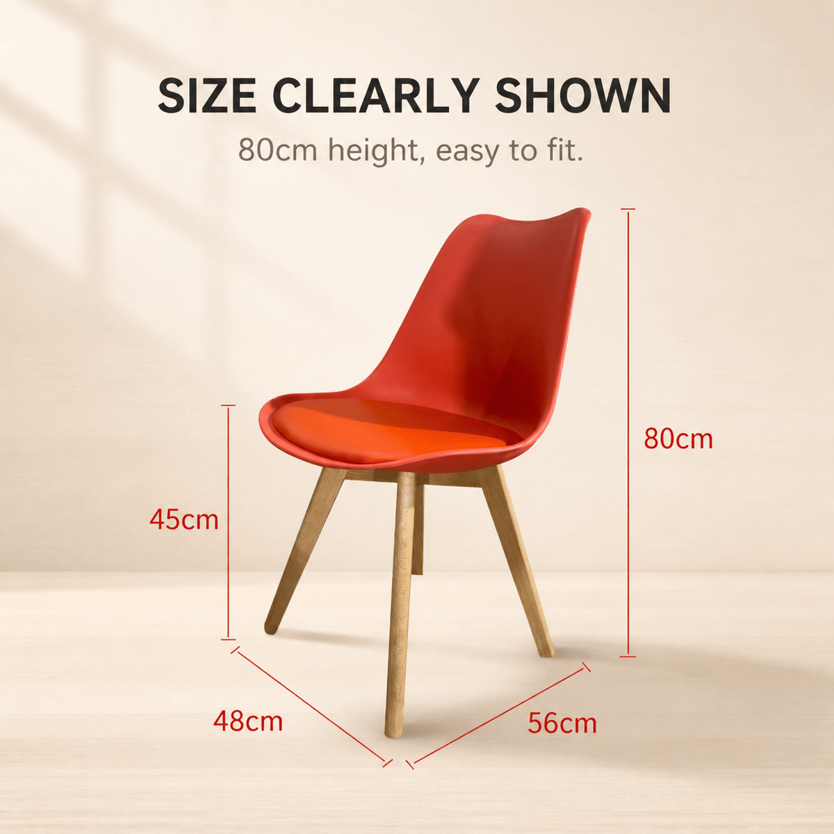 Red PU Dining Chairs 1/2/4 Pack, Wood Leg Minimalist Accent Chairs