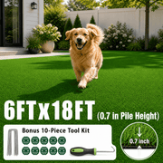 Artificial Grass Turf, 0.4/0.6/0.7 inch Pile Height Fake Grass Mat with Installation Kit, Durable Synthetic Grass for Patio, Garden, Dogs & Outdoor Decor