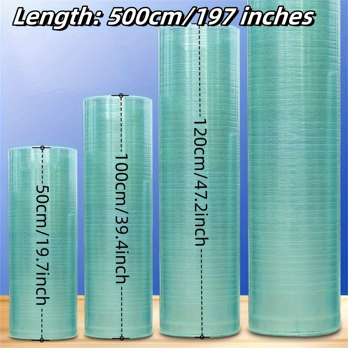 UV Protected Transparent Polycarbonate Film Roll, Waterproof Clear Plastic Panel for Greenhouse, Carport, Sunroom, Multiple Size Variants