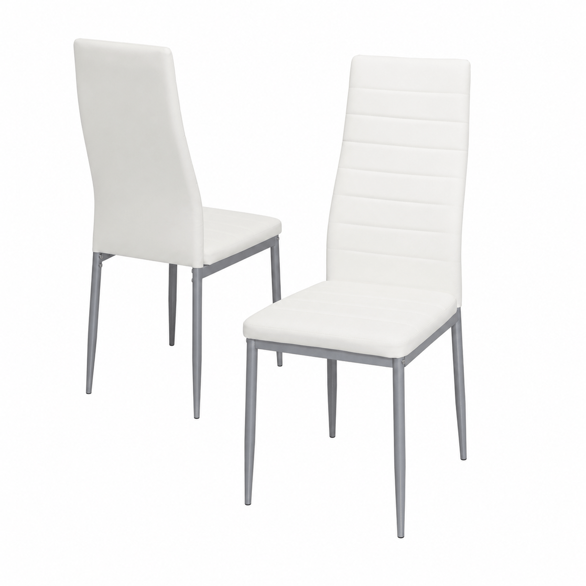 Modern Leather Accent Dining Chairs 1/2/4, Space Saving Metal Leg Kitchen Chairs with Thick Cushions