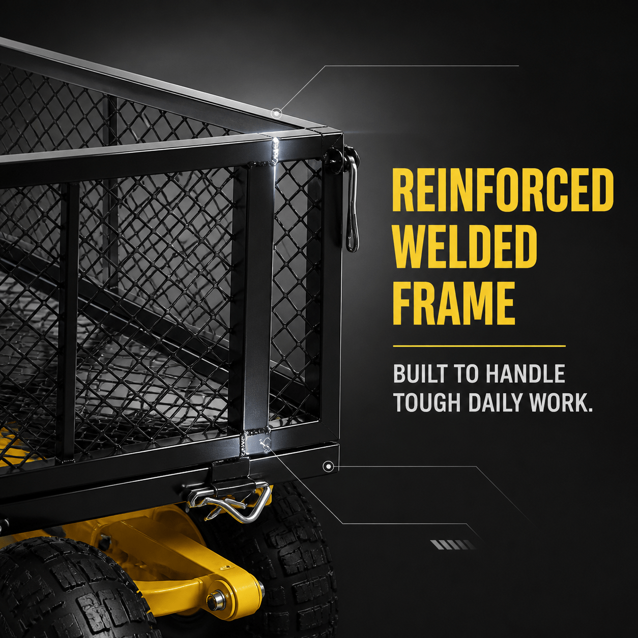500kg Steel Hand Truck & Utility Cart, Side-Loading Multi-Purpose Trolley, Heavy-Duty Outdoor Wagon for Rural, Garden and Warehouse Loading