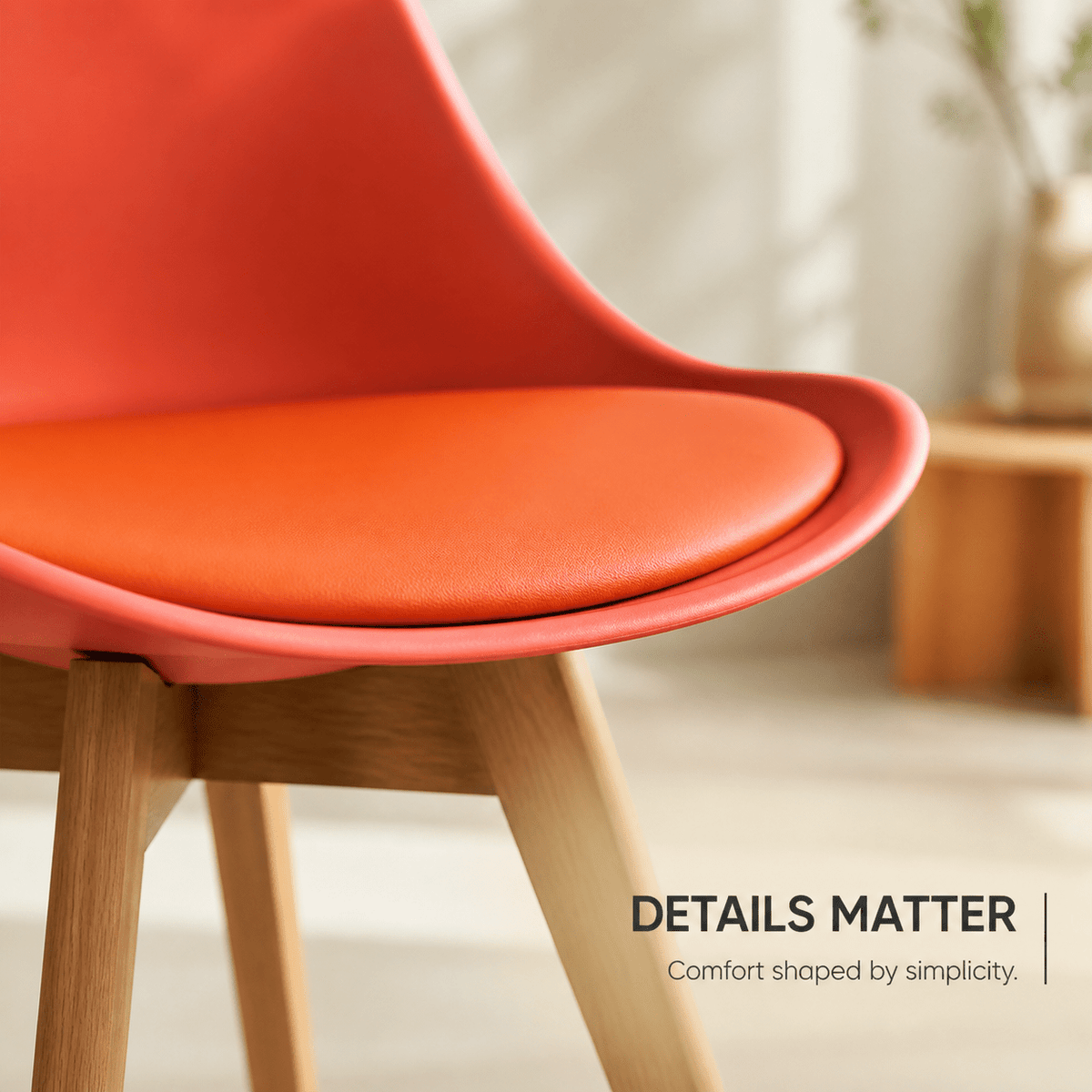 Red PU Dining Chairs 1/2/4 Pack, Wood Leg Minimalist Accent Chairs