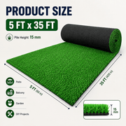 Artificial Grass Turf, 0.4/0.6/0.7 inch Pile Height Fake Grass Mat with Installation Kit, Durable Synthetic Grass for Patio, Garden, Dogs & Outdoor Decor