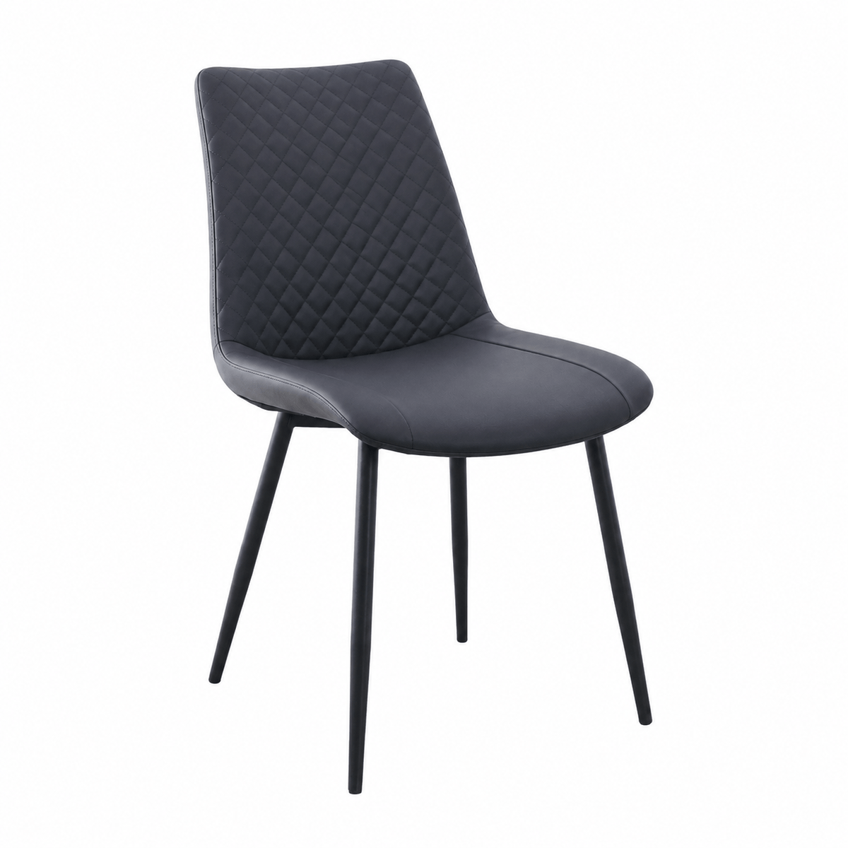 Black PU Leather Dining Chairs 1/2/4 Set, Metal Leg Accent Chairs
