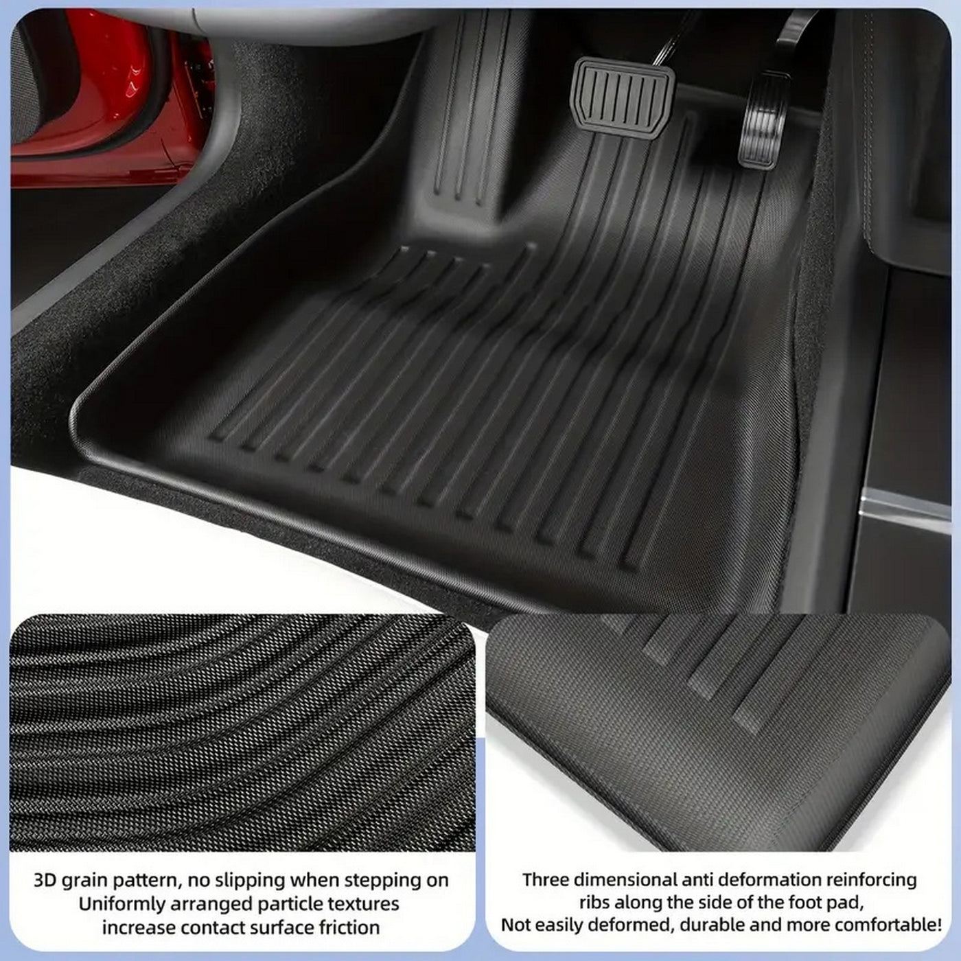 6-Piece Set Suitable for Tesla for Model Y for 2019-2024 Car TPE Left-Hand Drive 5-Seater All-Weather 3D Anti Slip TPE Floor Mat