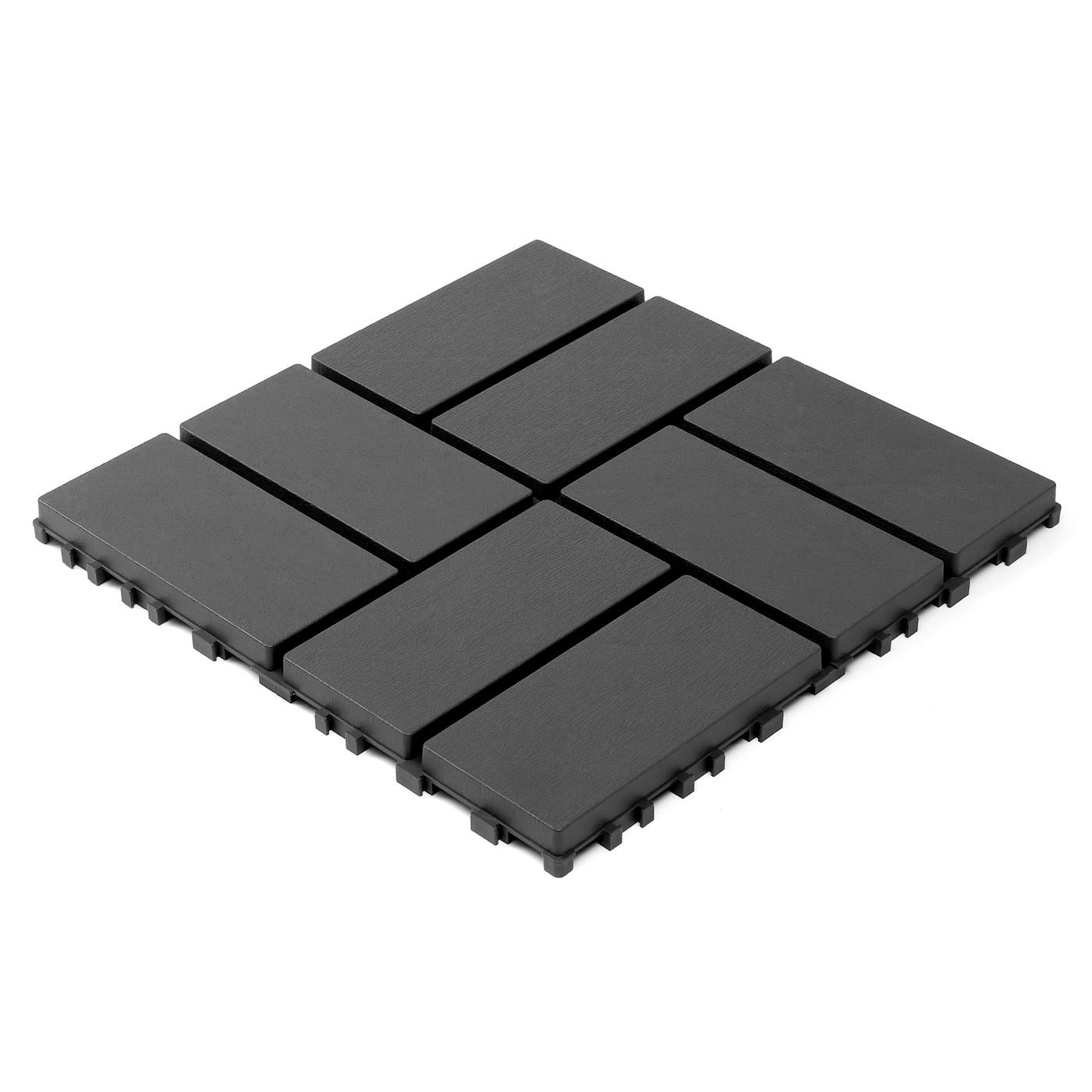 11片22片44片拼接式露台地板砖，30.5 x 30.5 x 2厘米木纹外观户外地板砖，卡扣式拼装，适用于阳台、花园、门廊和DIY铺设