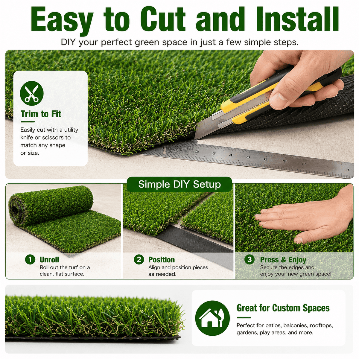 Four-color Autumn Artificial Grass, Realistic Synthetic Turf Mat for Garden Yard Patio Landscape Decor
