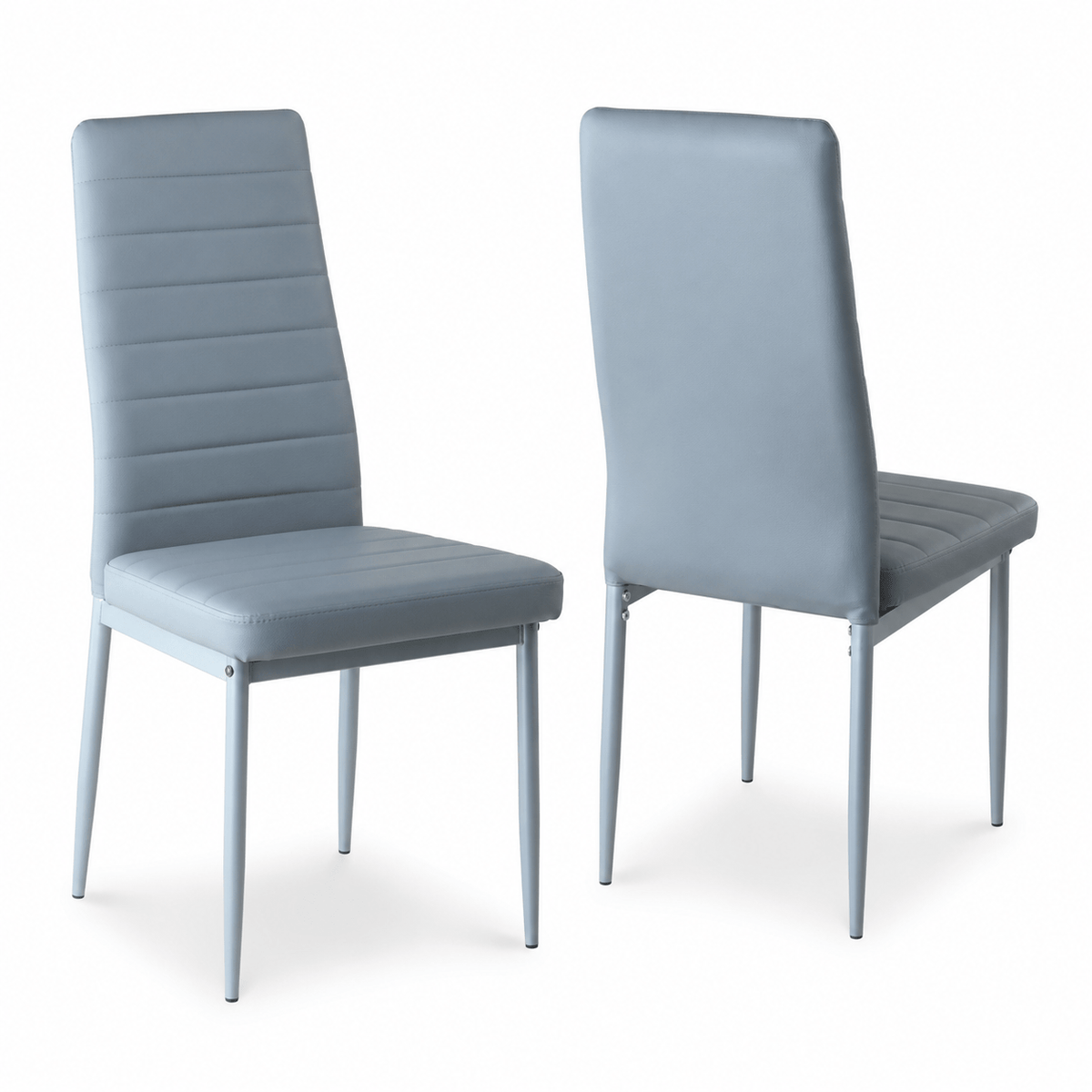 Leather Upholstered Dining Chairs, Metal Leg Kitchen Side Chairs with Thick Cushions, Set 1/2/4