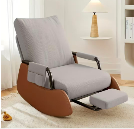 Foldable High Back Glide Rocker, Plush Seat & Footrest Sofa for Home Balcony